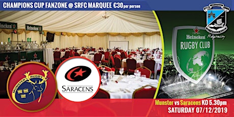 Champions Cup Hospitality SAT 07.12.19 Munster Rugby V Saracens KO 5.30pm primary image