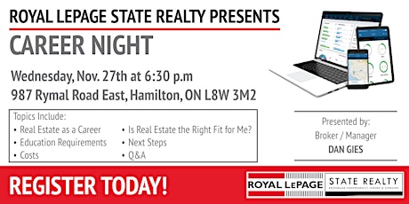 Real Estate Career Night, Hosted by Royal LePage State Realty primary image