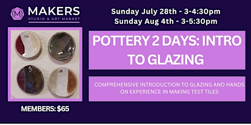 Image principale de Pottery: 2 Day Introduction to Glazing