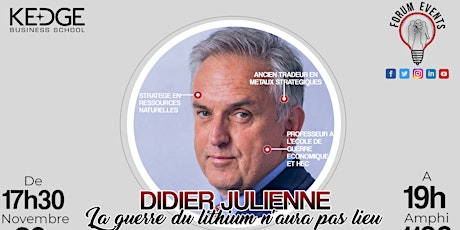 Image principale de Conférence - Didier Julienne - "La guerre du Lithium n'aura pas lieu"