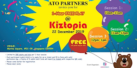 Imagen principal de SOLD OUT- Pls click 1 adult + 1 child -1 hour free play @ Kiztopia