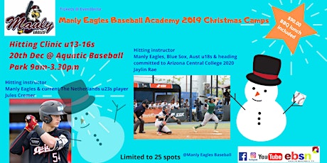 Manly Eagles Baseball Academy 2019 Christmas Camps - HITTING CLINIC primary image