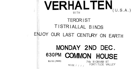 Verhalten (USA) & Special Guests - Live at Common House, Mon. 2nd Dec 2019 primary image