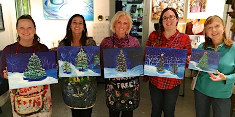 Christmas Tree in the Woods Acrylic Canvas Painting Class primary image