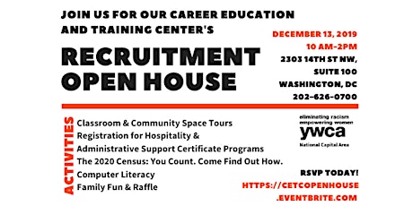 YWCA NCA's Career Education and Training Center Recruitment Open House primary image
