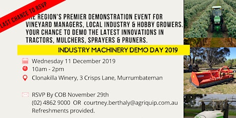Vineyard, Orchard, Nursery Machines & Attachments 2019 Demo Day primary image