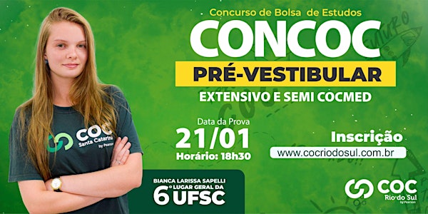 CONCURSO BOLSA DE ESTUDOS COC RIO DO SUL | CONCOC PRÉ-VESTIBULAR 2020