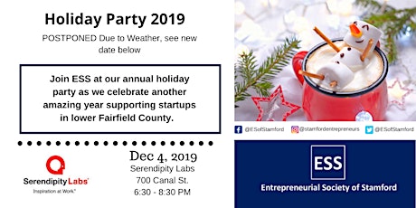 Annual Holiday Party 2019 hosted by the Entrepreneurial Society of Stamford primary image