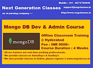 MongoDB Development And Administration Course Online and Classroom Training in Hyderabad primary image