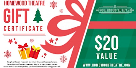 Christmas Gift Certificate for Homewood Theatre
