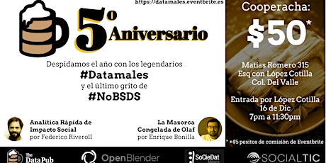 Imagen principal de The Data Pub 5o Aniversario: #Datamales!