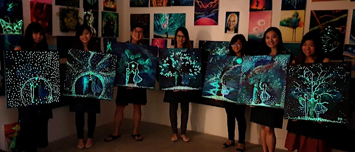 Sip and Paint (Glow in the Dark): Galaxy Night with Deer (8pm Sat) image