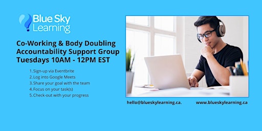 Image principale de Tuesdays 10-12PM EST: Quiet Virtual Co-Working Body Doubling