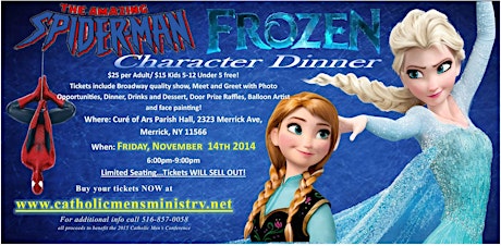 Frozen & Spiderman Character Dinner primary image