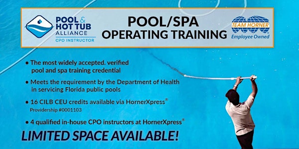 HornerXpress® PHTA Certified Pool/Spa Operator Training (Palm Beach)