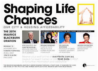 Shaping Life Chances - The 20th Maurice Blackburn Oration primary image