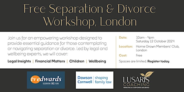 Free Separation & Divorce Workshop: Legal Insights & Wellbeing