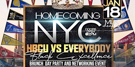 Imagem principal de Saturday January 18th: Homecoming NYC - HBCU VS EVERYBODY - Brunch & Day Party