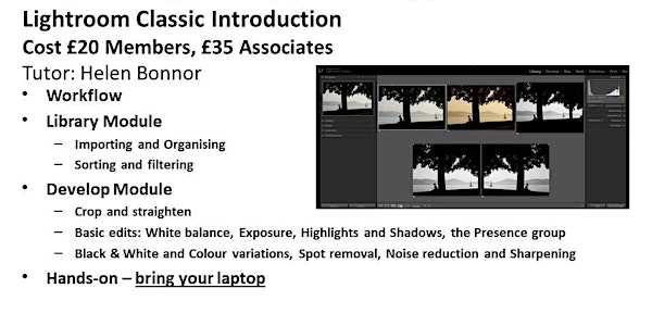 WPS training:   Lightroom Classic Introduction.  Cost £20