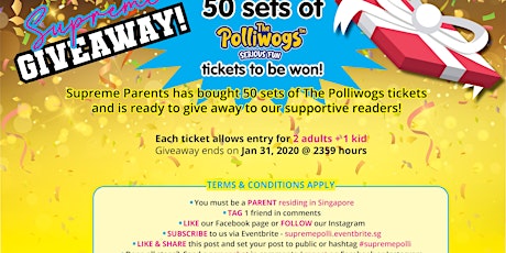 Join our mailing list + Stand a chance to win Polliwogs Tickets