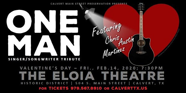 One Man - Singer/Songwriter Tribute  on stage at The Eloia, Valentine's Day