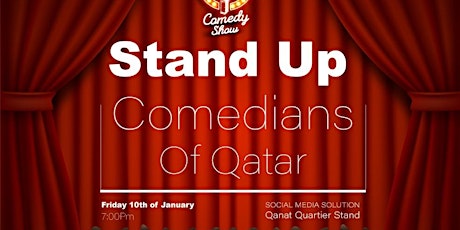 Stand Up Comedians of Qatar @ Social Media Solutions | Fri 10 Jan 2020 | 7pm primary image