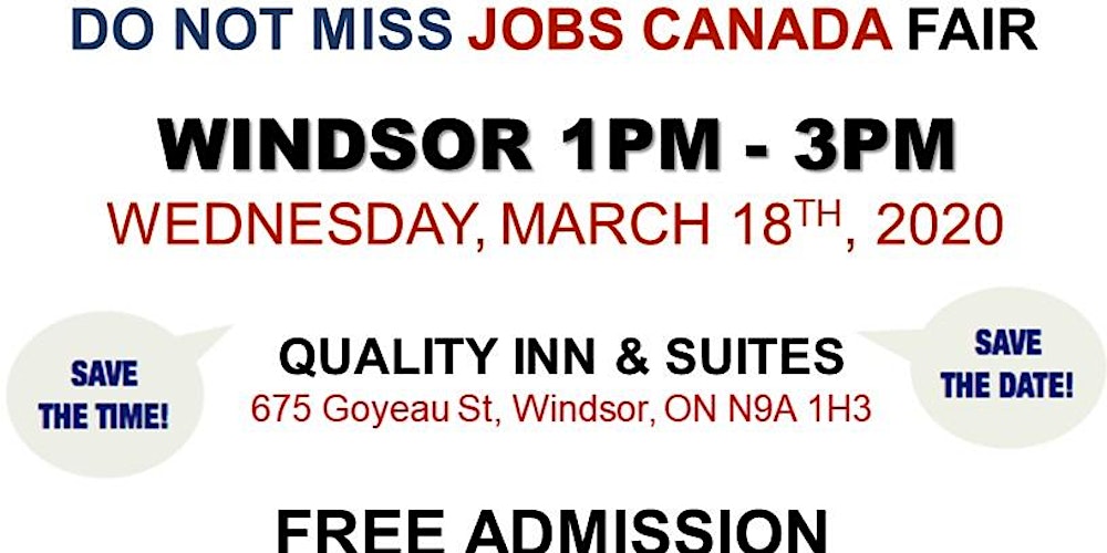 Windsor Job Fair March 18th 2020 Tickets Multiple Dates