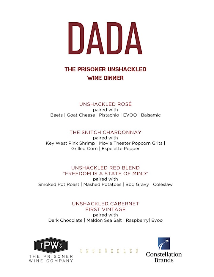 Prisoner Unshackled Wine Dinner at Dada image
