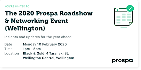 The 2020 Prospa Roadshow  & Networking Event (Wellington) primary image