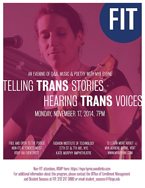 Telling Trans Stories, Hearing Trans Voices: an Evening with Mya Byrne