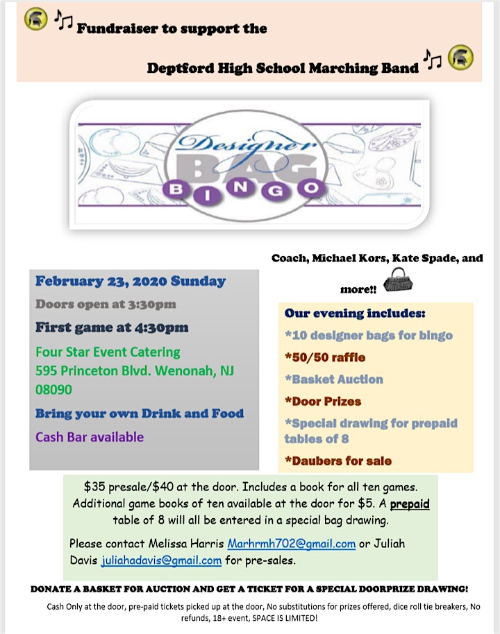 Dhs Marching Band Bag Bingo Tickets Sun Feb 23 2020 At 3 30 Pm