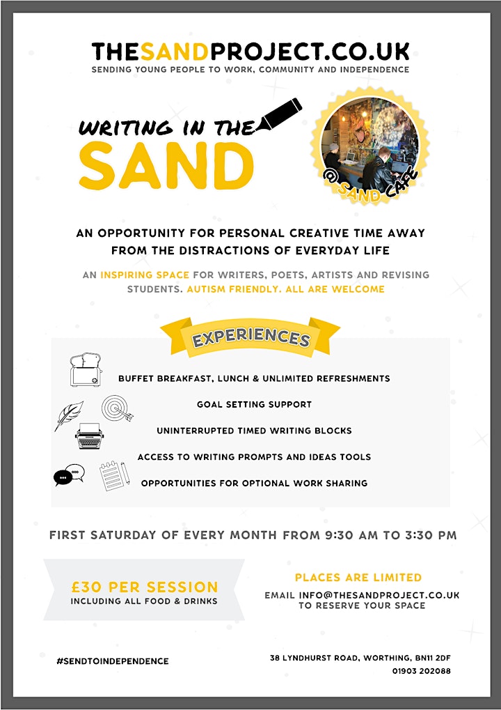 Writing in the SAND: a Day for Personal Creative Time £30 inc food&drink image