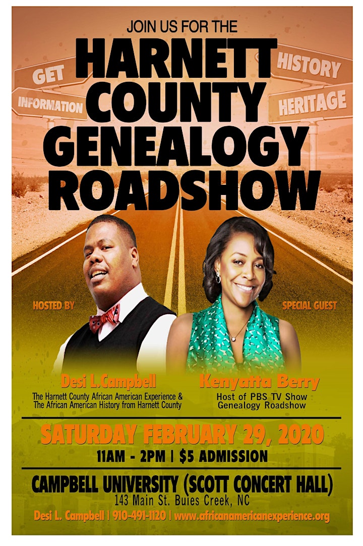 Harnett County Genealogy Roadshow "Conversation with Kenyatta Berry" image