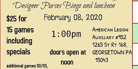 2020 Designer Purse Bingo