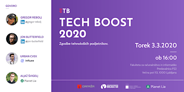 TechBoost 2020: Tehnologija, startupi in podjetništvo