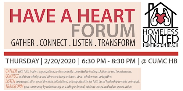 HAVE A HEART FORUM: A Conversation about Homelessness, Faith-Based Leadership, and Next Steps in Huntington Beach