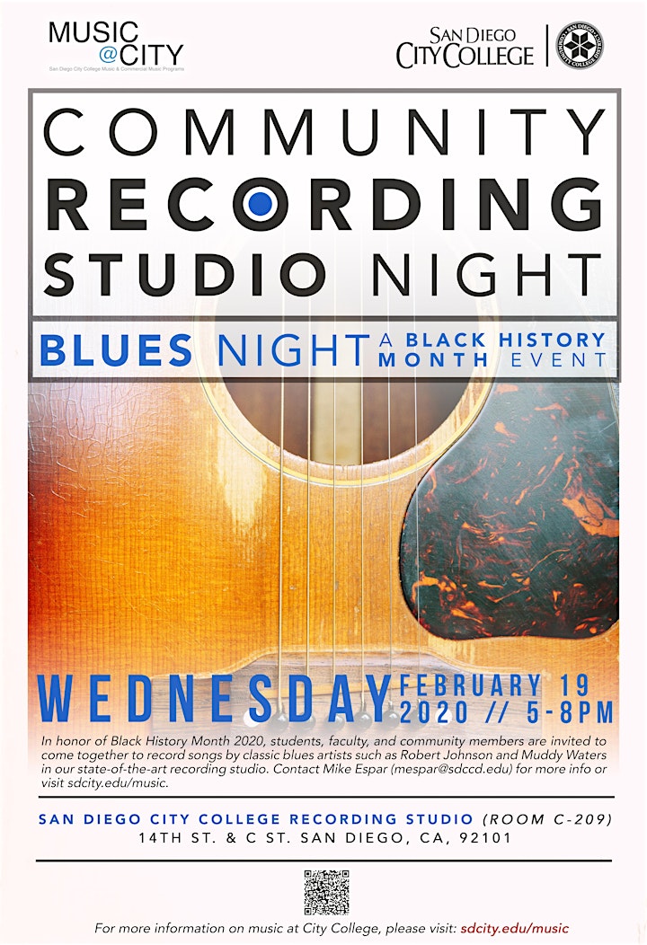 Community Recording Studio Night  "Blues Night" @ San Diego City College Recording Studio