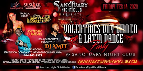 Valentines Day Dinner & Latin Dancing @ Sanctuary Night club Fri Feb 14, 2020 primary image