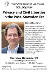 PLATO Society talk on Privacy and Civil Liberties in the Post-Snowden Era primary image
