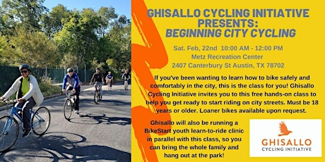 Ghisallo Cycling Initiative Presents:  Beginning City Cycling #1 primary image