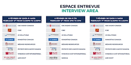 Espace Entrevue - Salon de l'emploi SIIP les 6 et 7 février 2020