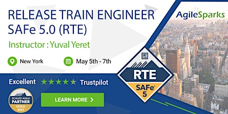 POSTPONED, new date May 26th - SAFe 5.0 Release Train Engineer with RTE Certification - EST Timezone - REMOTE VIRTUAL CLASSROOM primary image