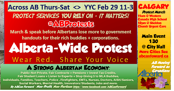 Protest Alberta Wide > YYC +Others Feb 29/ YEG Feb 29>Better Gov't/Budget image
