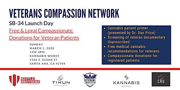 Veterans Compassion Network: SB-34 Launch Day