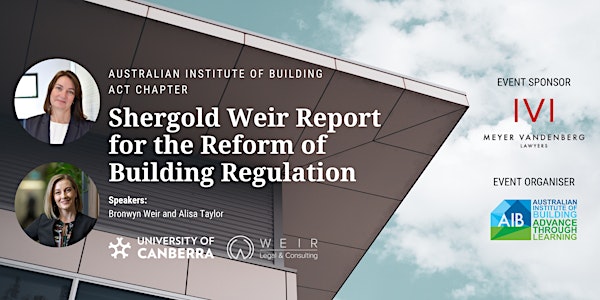 AIB ACT Chapter Shergold Weir Report Status Update on Building Regulation
