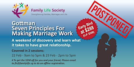 Gottman Seven Principles for Making Marriage Work (Covered in 2 sessions) primary image
