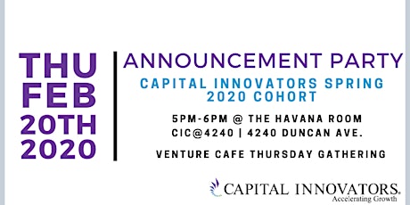 Capital Innovators Spring 2020 Cohort Announcement Party primary image