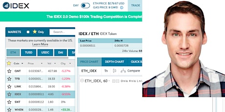 Alex Wearn, CEO of IDEX, the #1 decentralized exchange on Ethereum primary image