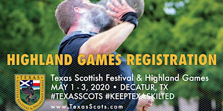 2020 Athletic Registration for the Texas Scottish Festival Highland Games