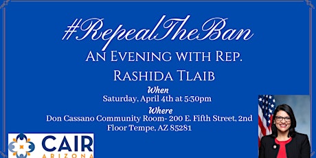 Image principale de #RepealTheBan - An Evening with Rep. Rashida Tlaib